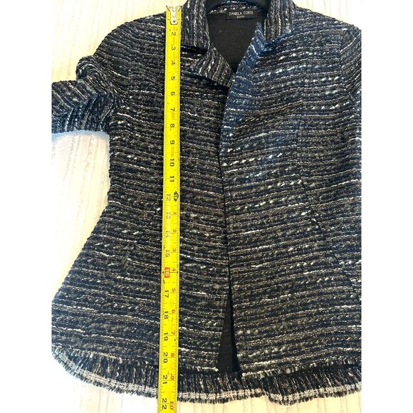 Daniela Corte Tweed Blazer Jacket Navy Grey Silver Size 38 XS - Picture 7 of 7